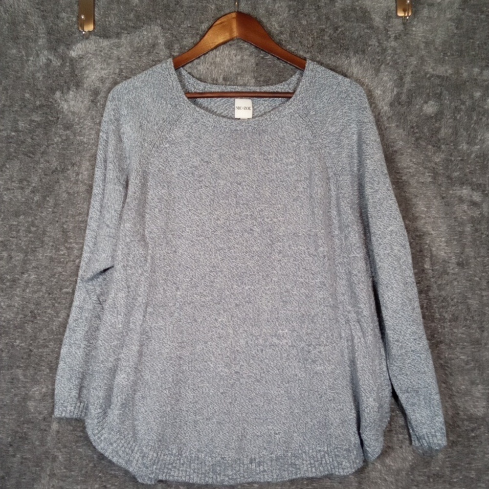 Nic+Zoe Blue Gray Crew Neck Sweater Womems 1X - Picture 2 of 9